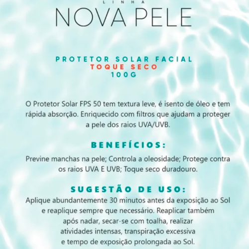 Protetor Solar Nova Pele Fps 50 Toque Seco Frasco 100ml Ref. 2586