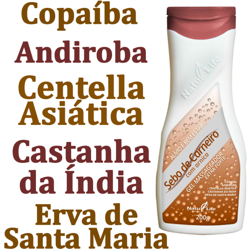 Gel Massageador Sebo de Carneiro com Arnica Natu Life 548