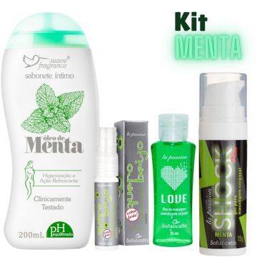 Kit Menta Massagem Sensual Sexy + Sabonete Intimo Higiene