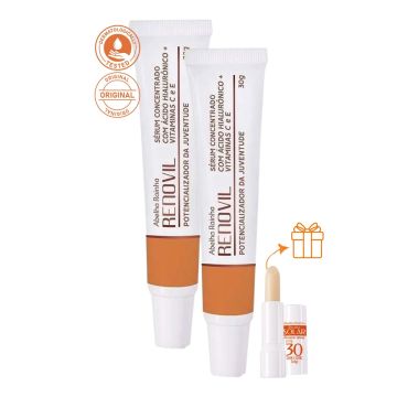 2 Renovil Serum Potencializador Juventude com Vitamina C e E + Protetor Solar Labial 30 FPS