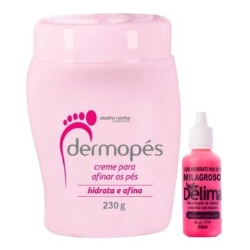 KIt Creme Dermopés 230 g + Loção Delima MIlagroso - Tratamento e Hidratação de Pés Rachados