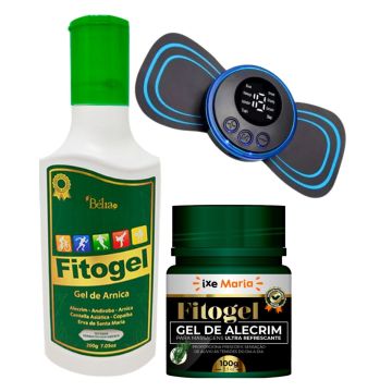 Kit Fitogel Gel de Arnica + Gel de Alecrim Fitogel + Massageador Portátil Recarregável
