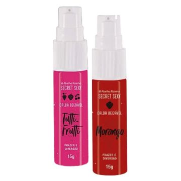 Calda Bejável  Secret Sexy Abelha Rainha Morango  + Calda Bejável  Secret Sexy Abelha Rainha Tutti-Frutti