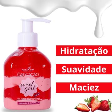 Óleo Corporal La Passion Morango + Gel Hidrante Corporal Sensação Sweet Girl Morango e Chantilly - Hidratação Corporal Super Perfumada