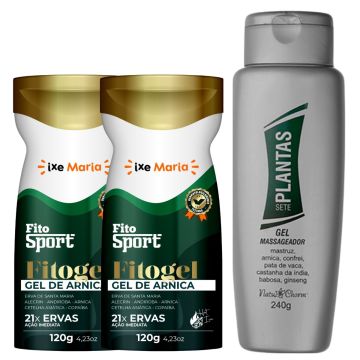Kit 2 Gel Fitosport 21 ervas + 1 Gel Massageador 7 Plantas Natucharm