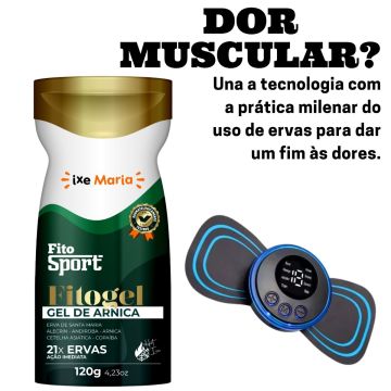 FitoSport Gel de Arnica Fitogel 21 Ervas + Mini Massageador Portátil Recarregável