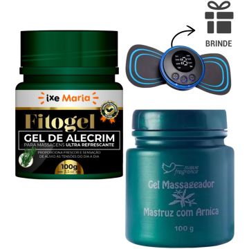 Gel de Alecrim Fitogel + Gel Massageador Mastruz Com Arnica + Mini Massageador Portátil