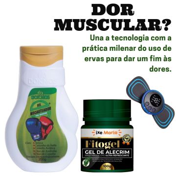 Gel Nocauteador + Gel de Alecrim Fitogel + Mini Massageador Portátil Recarregável