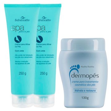 Kit 2 Spa para os Pés Creme para Afinar os Pés 250g + 1 Dermopés Creme Para Tratamento 130g (azul)