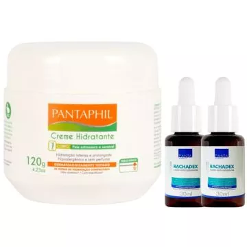 Kit 1 Creme Pantaphil Hidratante Hipoalergênico 120 g + 2 Loção Hidratante para os Pés Rachadex