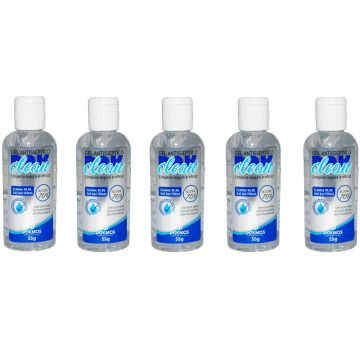 Kit 5 Álcool Gel Antisséptico 70% DokClean 55 g 4620555