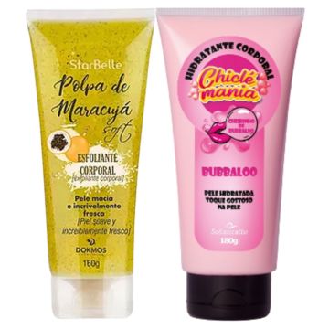 Esfoliante Corporal Polpa de Maracuja Soft Star Belle + Hidratante Corporal Chiclé Mania Bubbaloo