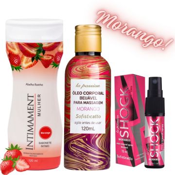 Oleo Massagem Sensual Prazer Sexy + Sabonete Intimo Morango