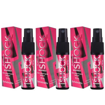 Kit 3 Shock Plus Morango Óleo Para Massagem Sensual Prazer Sex