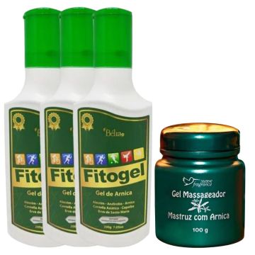Kit 3 Fitogel Combate Dor Inflamação + Gel Mastruz com Arnica
