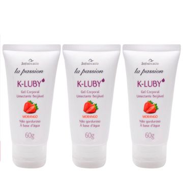 Kit 3 Gel Deslizante Pra Massagem Sensual Morango K-luby