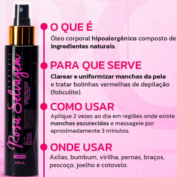 Rosa Selvagem Super Clareador De Manchas E Estrias